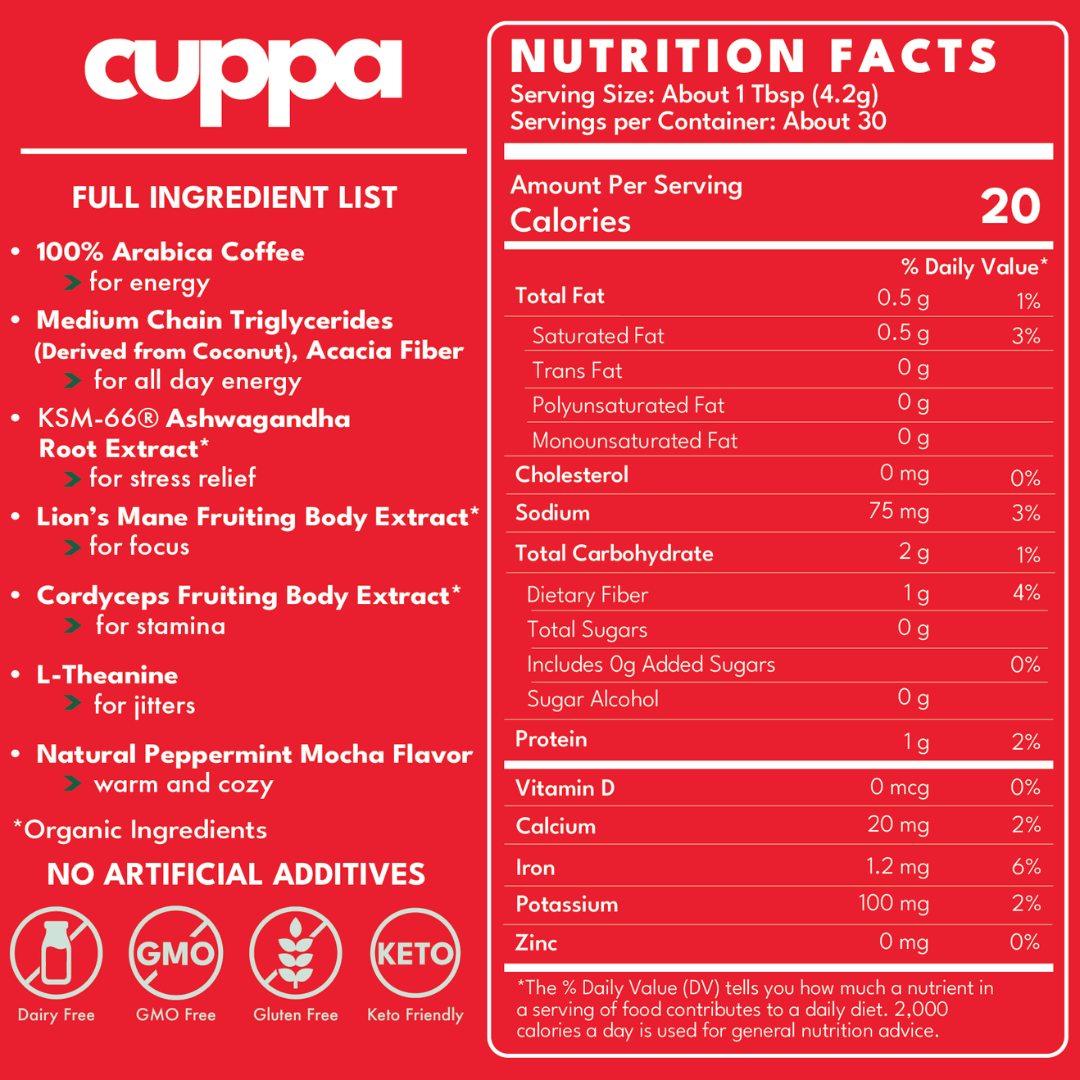 Cuppa Medium Roast Mushroom Coffee 30 Servings