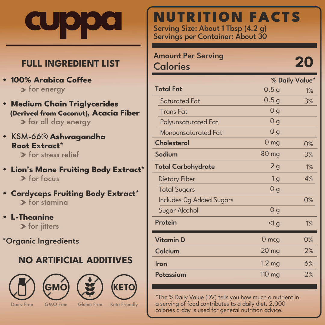 Cuppa Medium Roast Mushroom Coffee 30 Servings