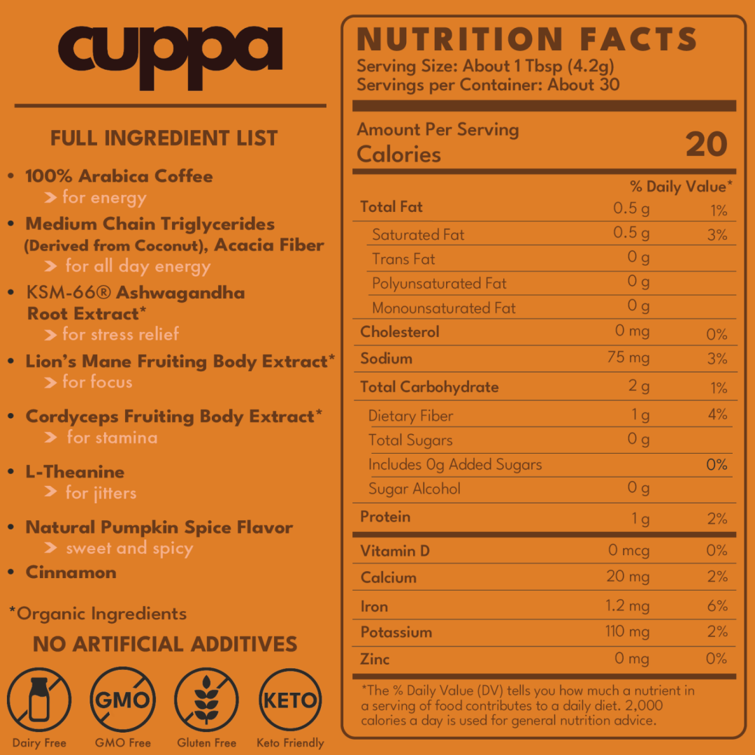 Cuppa Medium Roast Mushroom Coffee 30 Servings